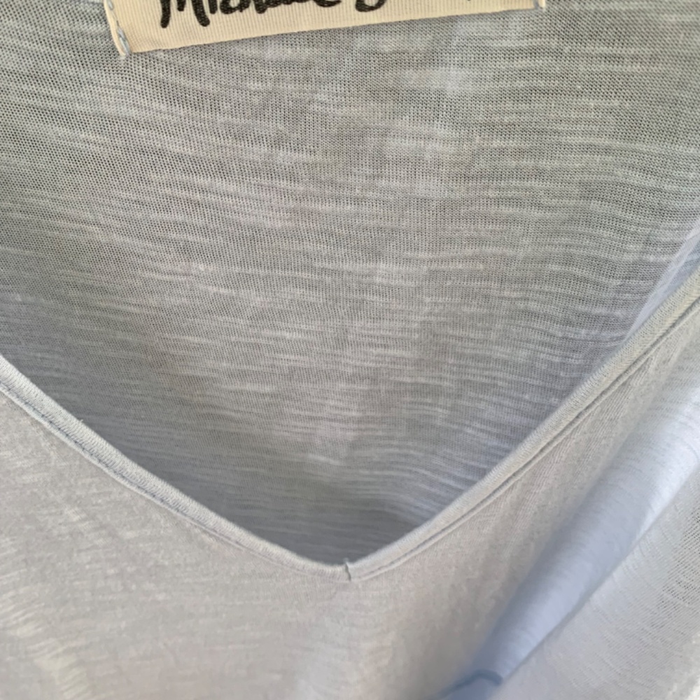 Michael Stars Light Blue Tank Top with Multi-color Tassel Detail - Picture 2 of 4